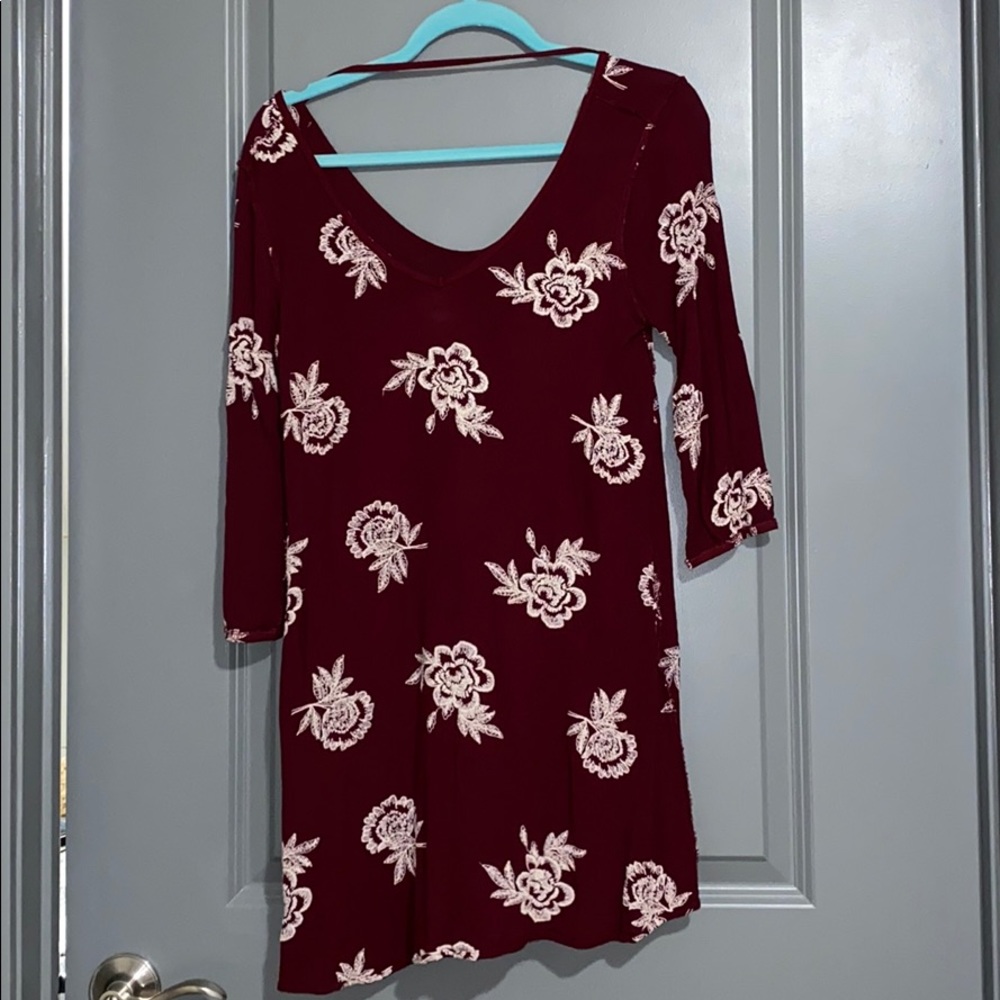 Dark red floral dress